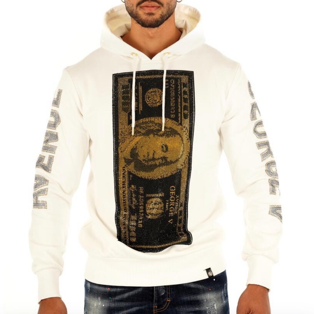 Cream Gold Sweater Hoodie George V Designer Brand From Paris Rhinestone